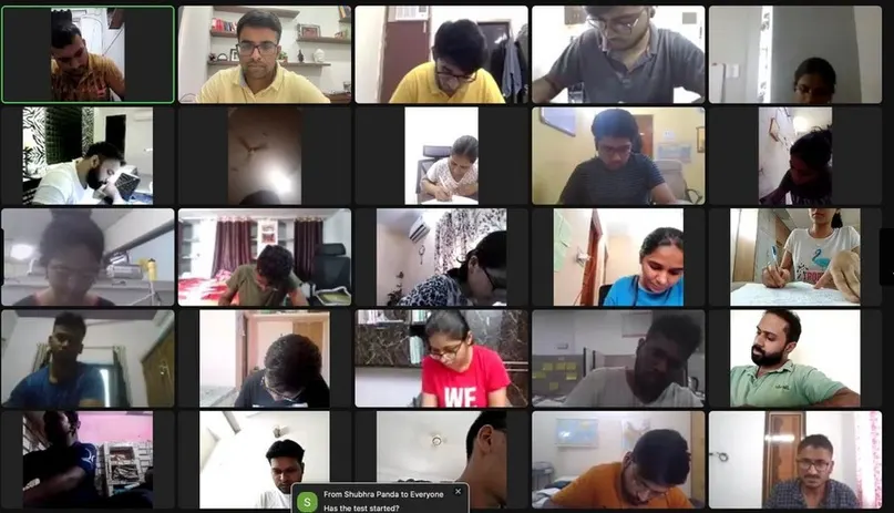 Students writing a Sankalp test live on Zoom