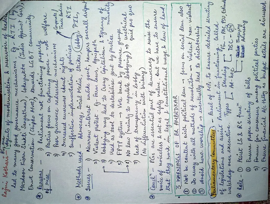 Achal Upadhyay's handwritten Sankalp Mains notes, third page linked to a Mains 2023 question