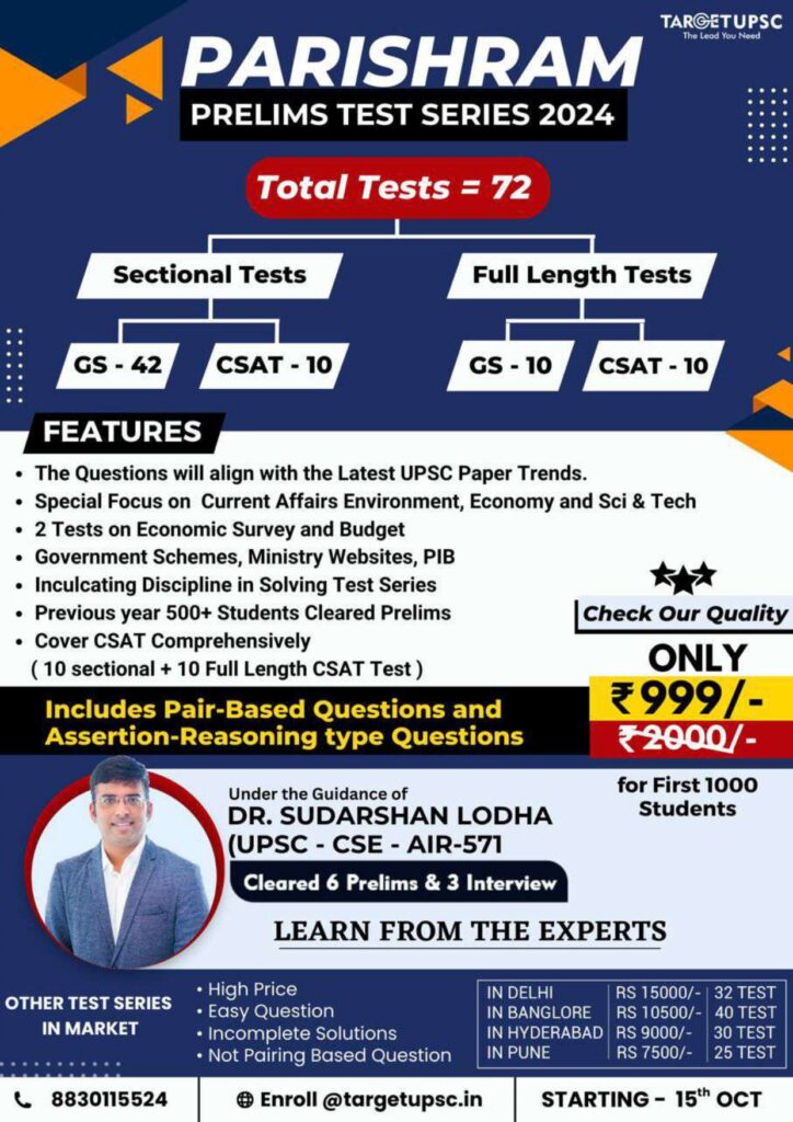 Parishram Prelims Test Series 2024 Target UPSC